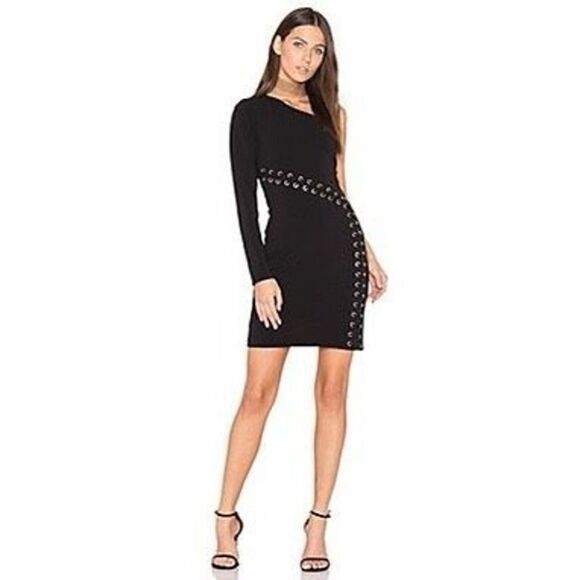Parker Davita One Shoulder Mini Dress With Lace Up Detail - Picture 1 of 7